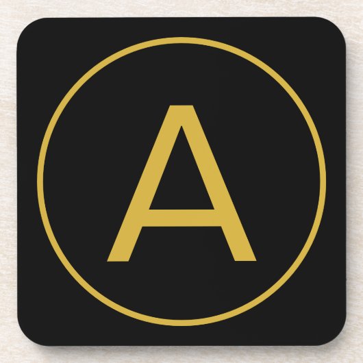 Stijlvolle Monogram Initiaal Letter Goud Kleur Zwa Bier Onderzetter (Voorkant)