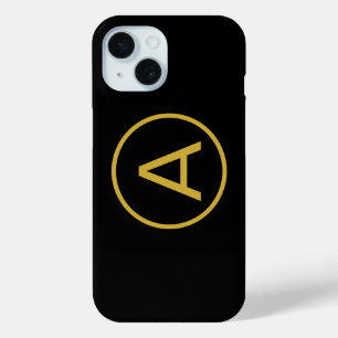 Stijlvolle Monogram Initiaal Letter Goud Kleur Zwa iPhone 15 Case