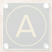 Stijlvolle Monogram Initiaal Letter Goud Kleur Zwa Glazen Onderzetter (Achterkant)