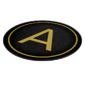 Stijlvolle Monogram Initiaal Letter Goud Kleur Zwa Snijplank (Hoek)