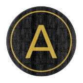 Stijlvolle Monogram Initiaal Letter Goud Kleur Zwa Snijplank (Voorkant)