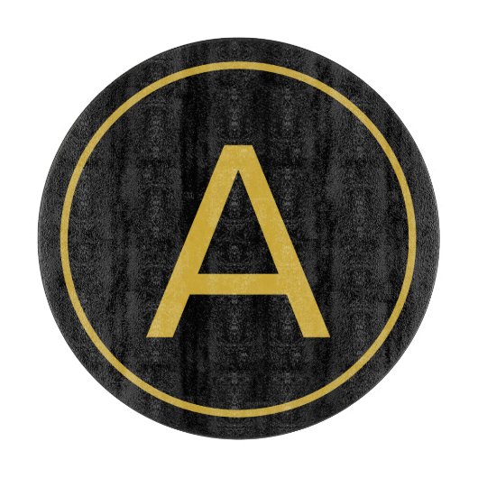 Stijlvolle Monogram Initiaal Letter Goud Kleur Zwa Snijplank (Voorkant)