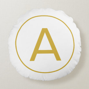 Stijlvolle Monogram Initiaal Letter Gouden Kleur W Rond Kussen