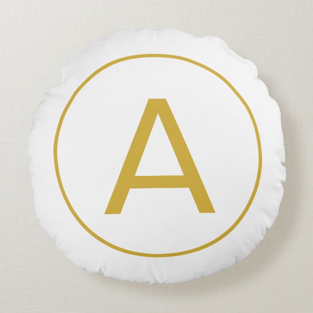 Stijlvolle Monogram Initiaal Letter Gouden Kleur W Rond Kussen (Voorkant)