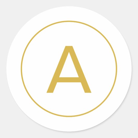 Stijlvolle Monogram Initiaal Letter Gouden Kleur W Ronde Sticker (Voorkant)