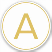 Stijlvolle Monogram Initiaal Letter Gouden Kleur W Sticker (Voorkant)