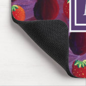 Stijlvolle Monogram Initiaal Pruimen en Aardbeien Muismat (Hoek)