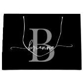 Stijlvolle Monogram Initiaal Script Modern Zwart G Groot Cadeauzakje (Voorkant)