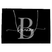 Stijlvolle Monogram Initiaal Script Modern Zwart G Groot Cadeauzakje (Achterkant)