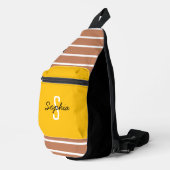 Stijlvolle Monogram Kalligrafie Naam Geel Karamel Sling Bag (Rechterhoek)