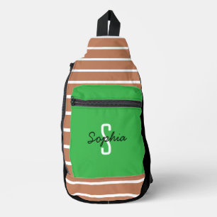 Stijlvolle Monogram Kalligrafie Naam Groene Karame Sling Bag