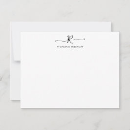 Stijlvolle monogram-kalligrafie-scriptpapier notitiekaartje
