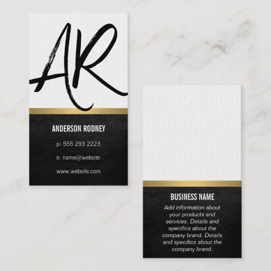 Stijlvolle Monogram Lederen Gouden Trim Visitekaartje (Voorkant / Achterkant)