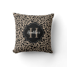 Stijlvolle Monogram Leopard Print Sierkussen