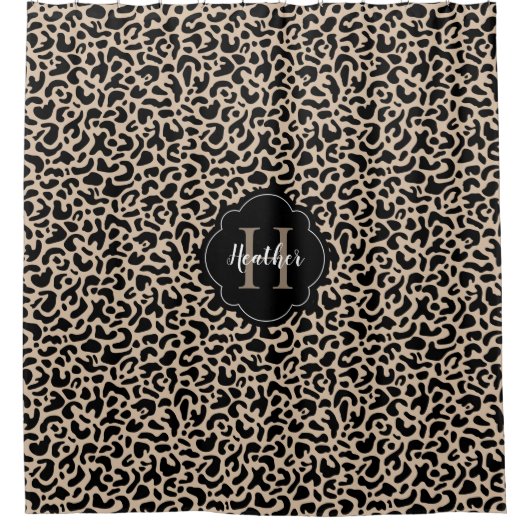 Stijlvolle monogram luipaard afdrukken douchegordijn (Voorkant)