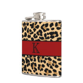 Stijlvolle monogram luipaard afdrukken en rode aan heupfles (Links)