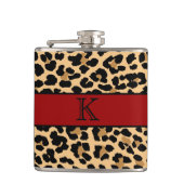 Stijlvolle monogram luipaard afdrukken en rode aan heupfles (Voorkant)