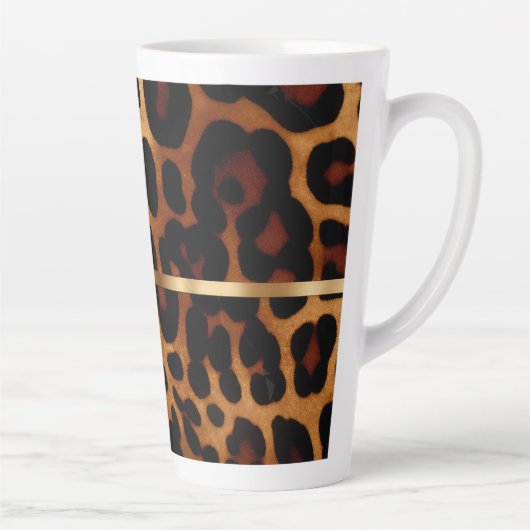 Stijlvolle monogram luipaard print latte mok (Rechts)