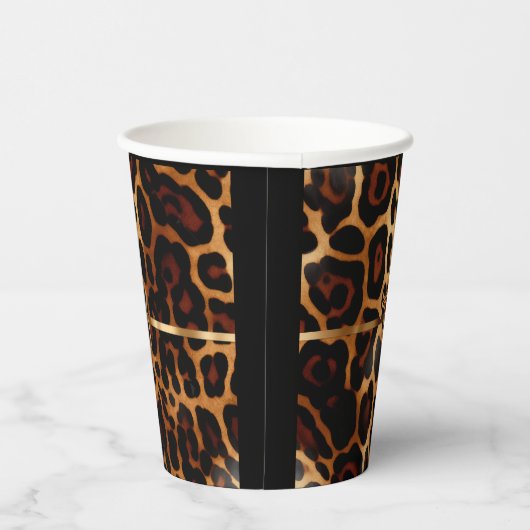 Stijlvolle monogram luipaard print papieren bekers (Rechts)