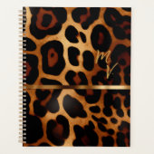 Stijlvolle monogram luipaardprintbusiness planner (Voorkant)
