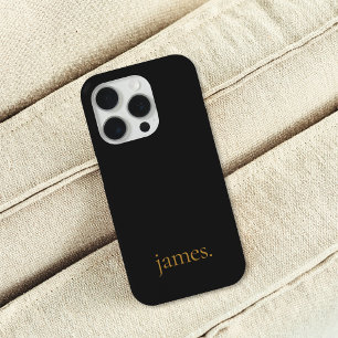 Stijlvolle Monogram Mannelijk Vrouwelijk Zwart Gou iPhone 15 Pro Case
