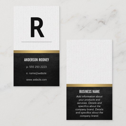 Stijlvolle Monogram met Patroon Lederen Gouden Tri Visitekaartje (Voorkant / Achterkant)