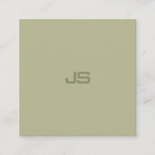 Stijlvolle Monogram Modern Design Trendy Groene Lu Vierkante Visitekaartje (Voorkant)