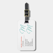 Stijlvolle Monogram Moderne Minimalistische Plain Bagagelabel (Voorkant verticaal)