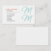 Stijlvolle Monogram Moderne Minimalistische Plain Visitekaartje (Voorkant / Achterkant)