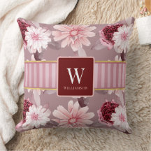 Stijlvolle Monogram Naam Magenta Roze Bloemen Stre