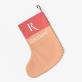 Stijlvolle Monogram Naam Peach Kleine Kerstsok (Achterkant (Hangend))