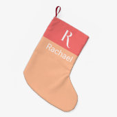 Stijlvolle Monogram Naam Peach Kleine Kerstsok (Voorkant (Hangend))