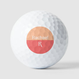 Stijlvolle Monogram Naam Perzik Typografie Golfballen