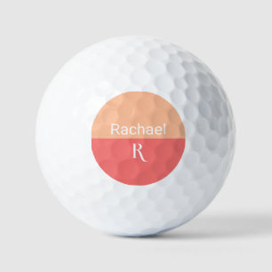 Stijlvolle Monogram Naam Perzik Typografie Golfballen