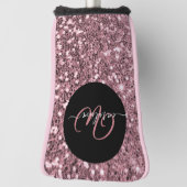 Stijlvolle monogram naam roos goud glitter zwart golfheadcover (Draai 90)