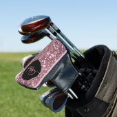 Stijlvolle monogram naam roos goud glitter zwart golfheadcover (Insitu)