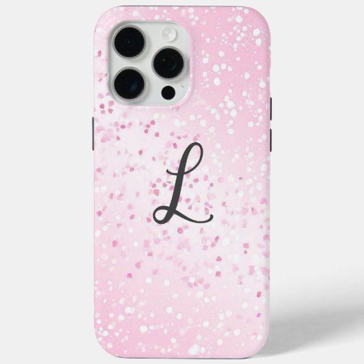 Stijlvolle monogram naam roze glitter Case-Mate iPhone case (Achterkant)