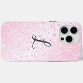 Stijlvolle monogram naam roze glitter Case-Mate iPhone case (Achterkant (horizontaal))