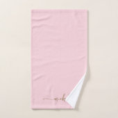 Stijlvolle Monogram Naam Script Blush Pink Gold Handdoek (Handdoek)
