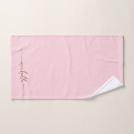 Stijlvolle monogram naam script roze goud handdoek
