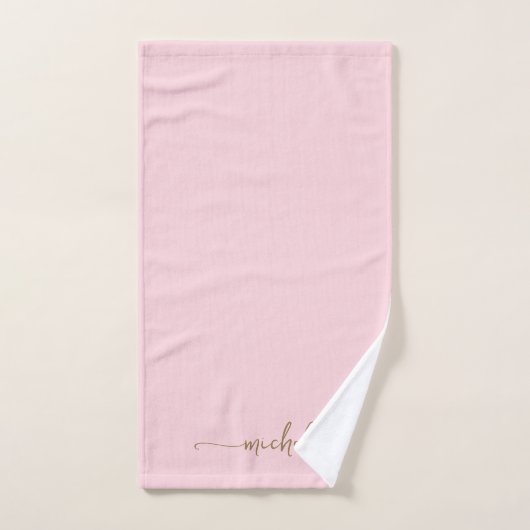 Stijlvolle monogram naam script roze goud handdoek (Handdoek)