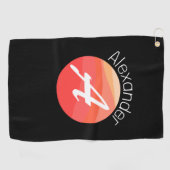 Stijlvolle monogram oranje letter Een zwarte golfh Golfhanddoek (Horizontaal)