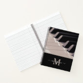 Stijlvolle Monogram Pianodocent Zwart-wit Notitieboek (Binnen)