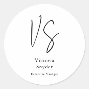 Stijlvolle Monogram Professionele Jouw naam Ronde Sticker