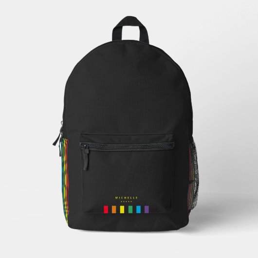 Stijlvolle Monogram Rainbow Pride Stripes Bedrukte Rugzak (Voorkant)