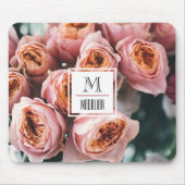 Stijlvolle monogram roze roze roos moderne foto va muismat (Voorkant)