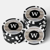 Stijlvolle monogram rustieke houten look poker chips (Opstapeling)