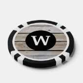 Stijlvolle monogram rustieke houten look poker chips (Enkel)