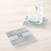 Stijlvolle Monogram Silver Grey Designer Glazen Onderzetter (Schuin)