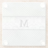 Stijlvolle Monogram Silver Grey Designer Glazen Onderzetter (Achterkant)